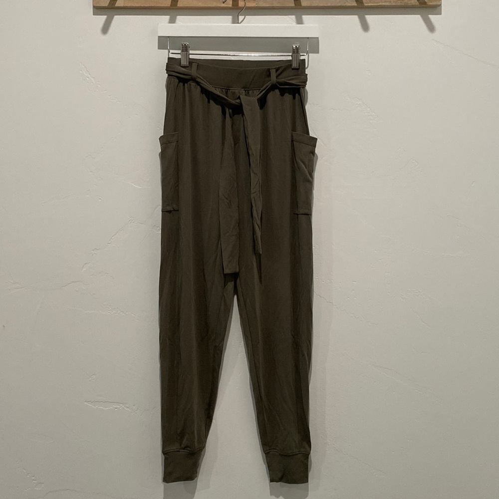 Aero Green Belted Jogger Pants